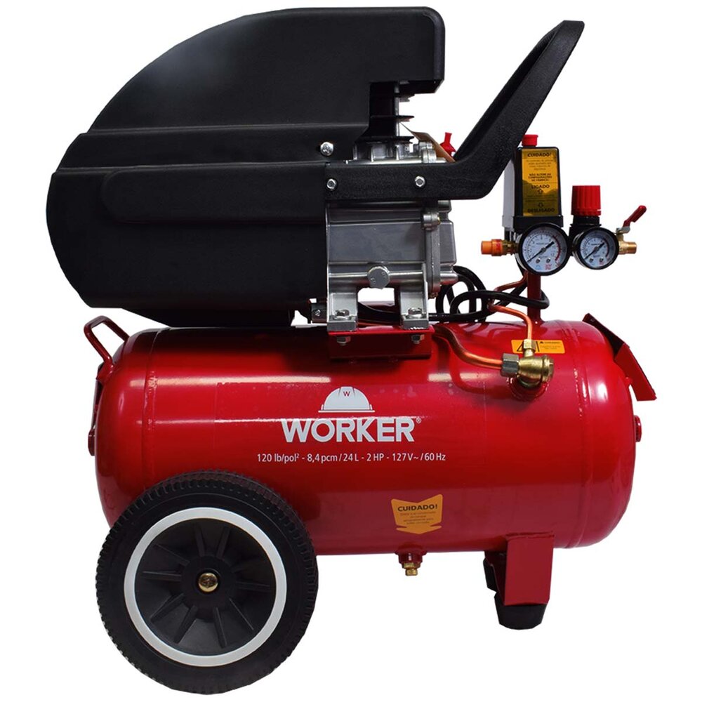 Compressor Ar 2hp 24 Litros 8 Bar 127 Volts Worker